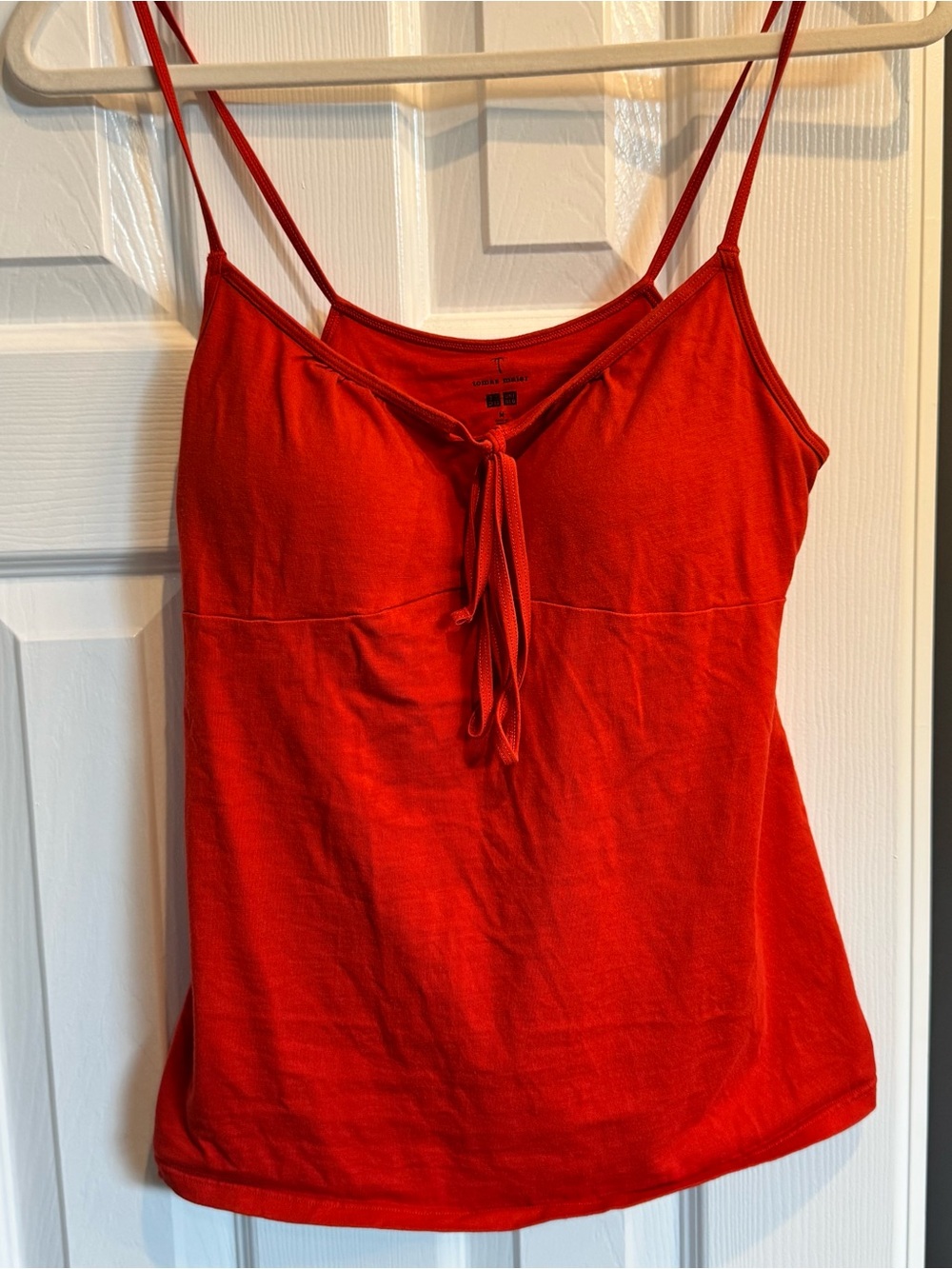 Uniqlo Red Spaghetti-Strap Tie-Front Tank Top